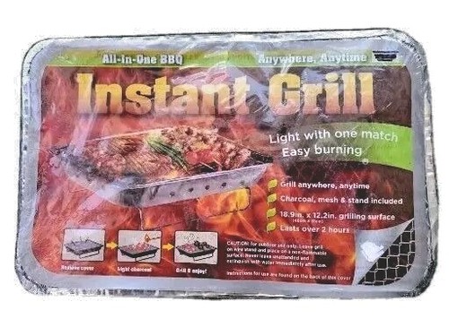 Large All-Metal Portable Disposable Charcoal Grill 1 Match Light Tailgating 2hr
