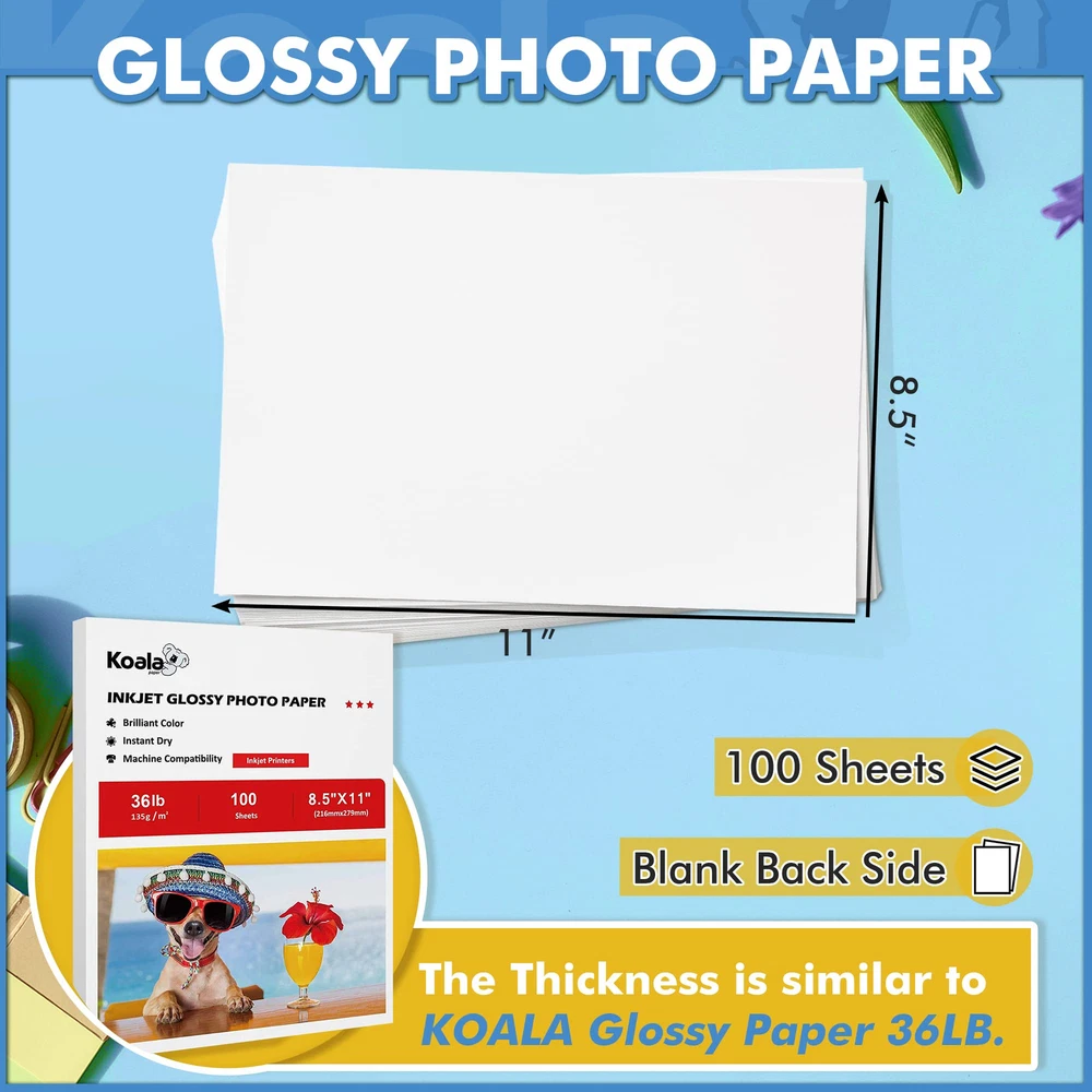 Koala Glossy 8.5x11 Photo Paper for Inkjet Printers