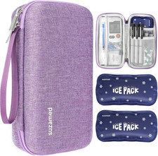 Insulin Cooler Travel Case, 2X150G Ice Pack TSA Approved, Purple