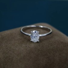 3 CT Oval Cut Solitaire Moissanite Engagement Ring 925 Sterling Silver For Women