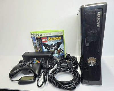 Microsoft Xbox 360 S 4GB Black Console w/Aftermarket Controller & 5 Games. Works