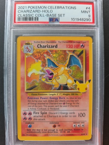 2021 Pokemon Charizard 4/102 Celebrations: Classic Collection Holo - PSA 9 Mint