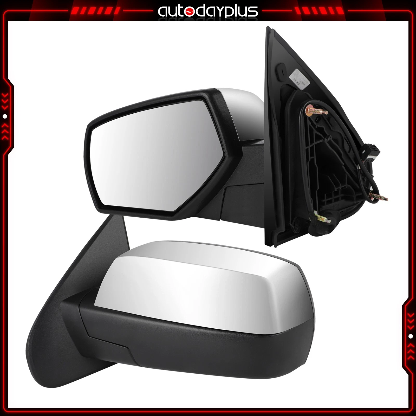 Power Heated For 2015-2018 Chevy Silverado LH Driver Side Chrome View Mirror