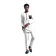 African Style Solid Color Suit  Premium Button Accents  Multi-Color Options