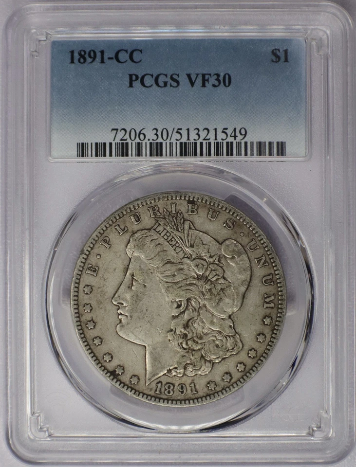 1891-CC Morgan Silver Dollar - PCGS VF 30 - Image 3 of 4