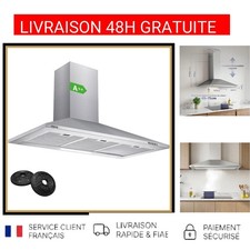 CIARRA Hotte Aspirante Murale 90cm Inox Classe A++ 406m³/h Design Pyramide