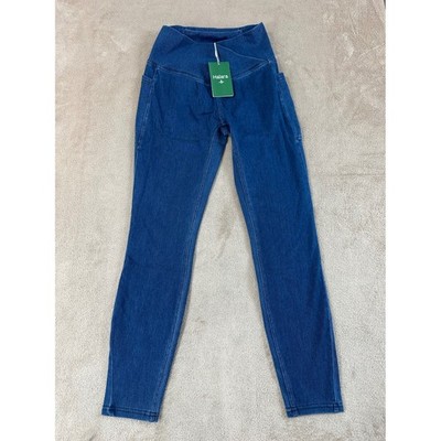 Halara Flex Denim High Waisted Crossover Leggings Womens XS Blue 7/8 Length NEW