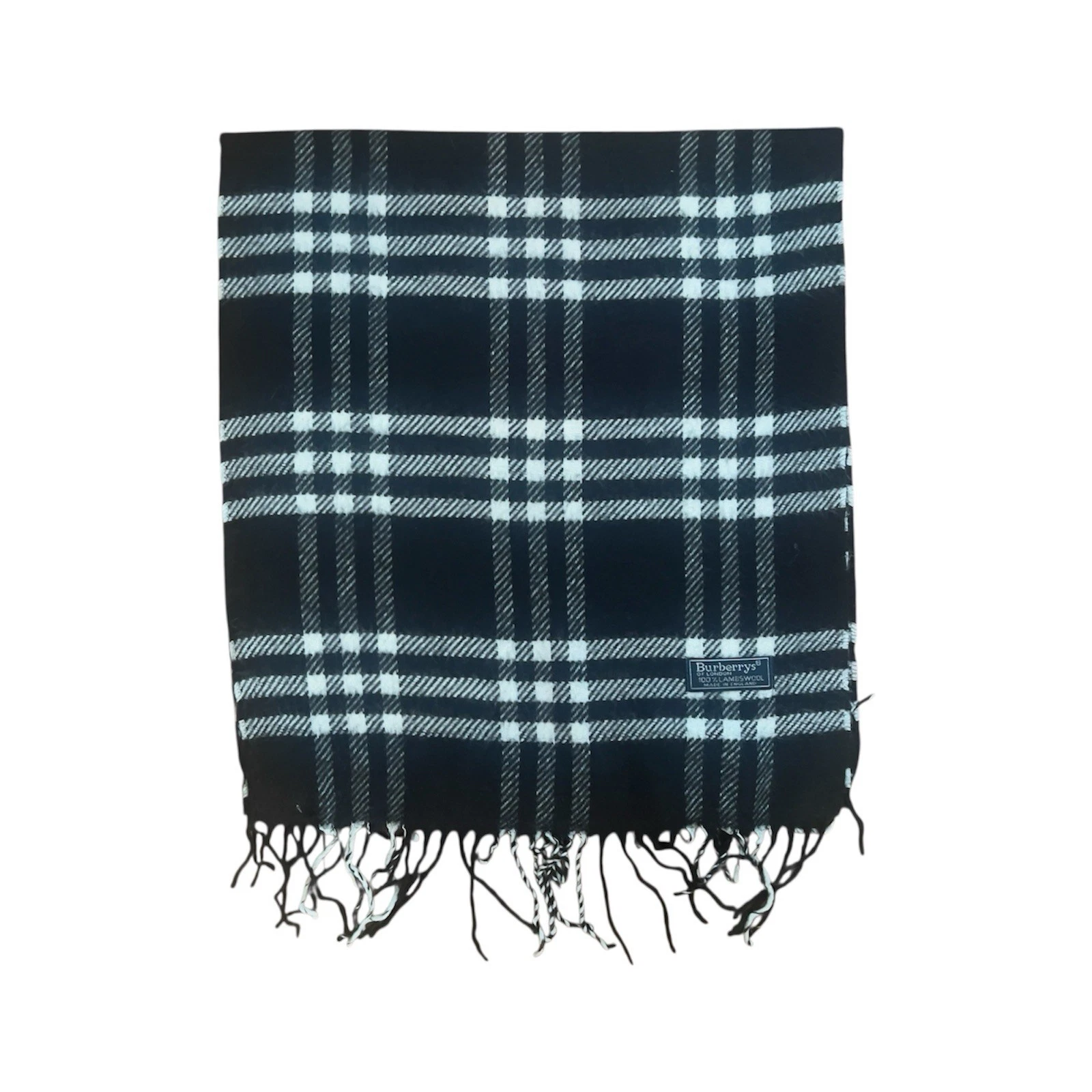 Classic Burberry Check Scarf - Black & Grey - Checkered Design - 100% Wool