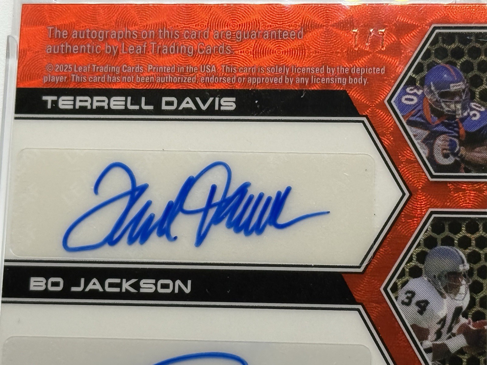 2025 Leaf FB Nation Red Flood (6) HOF INDUCTEES (AUTO - #'d 1/ 1) PSA GEM MT 10 view 5