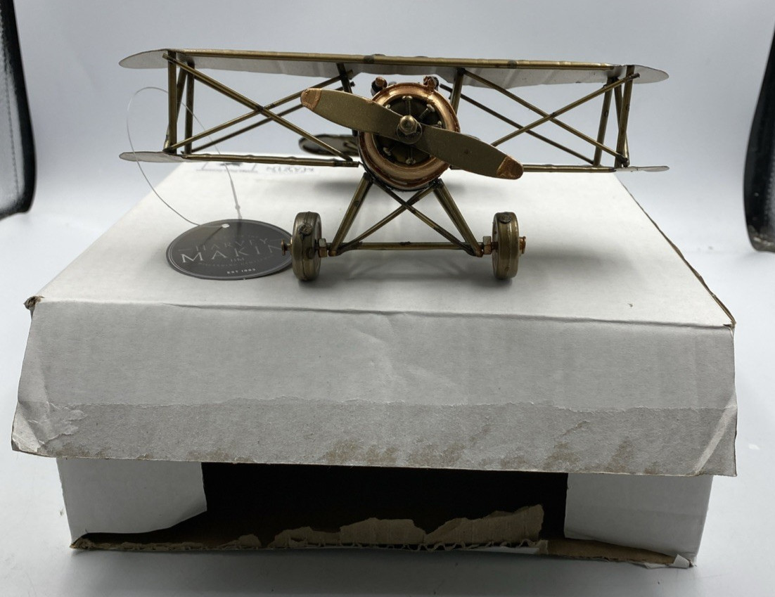 NEW Harvey Makin Vintage-Style Metal Biplane Ornament Boxed
