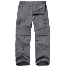 Mens Hiking Pants Convertible Quick Dry Lightweight Zip Off Fishing Travel Ca...