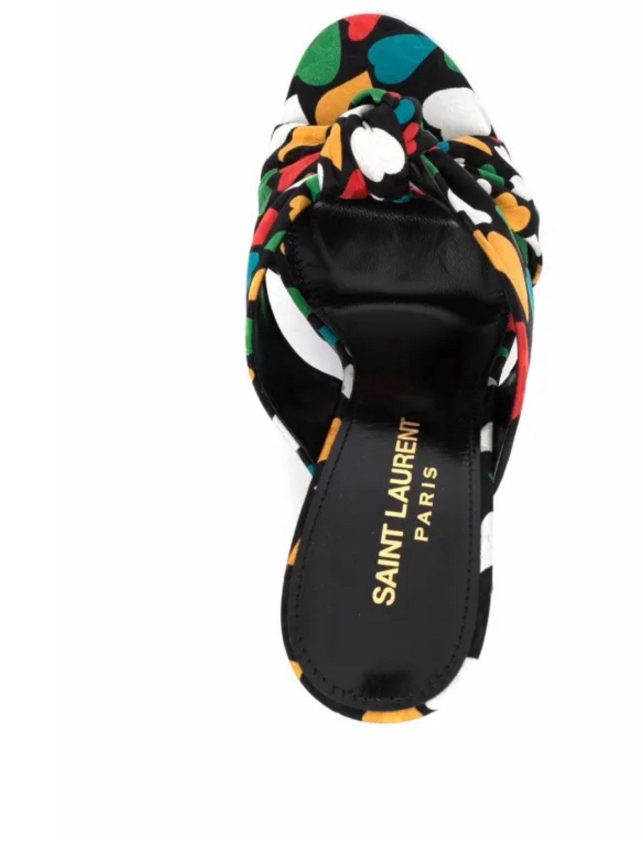 Sandali Saint Laurent annodati stampa cuore taglia Eu 37 nuovi con etichetta