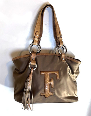 VTG Gianfranco Ferre Reptile Leather Womens Handbag Canvas Tassle Y2K Western F
