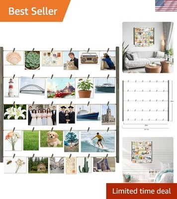 Versatile Wood Photo Frame 26''X29'' with Clips - Ideal for Celebrating Memories