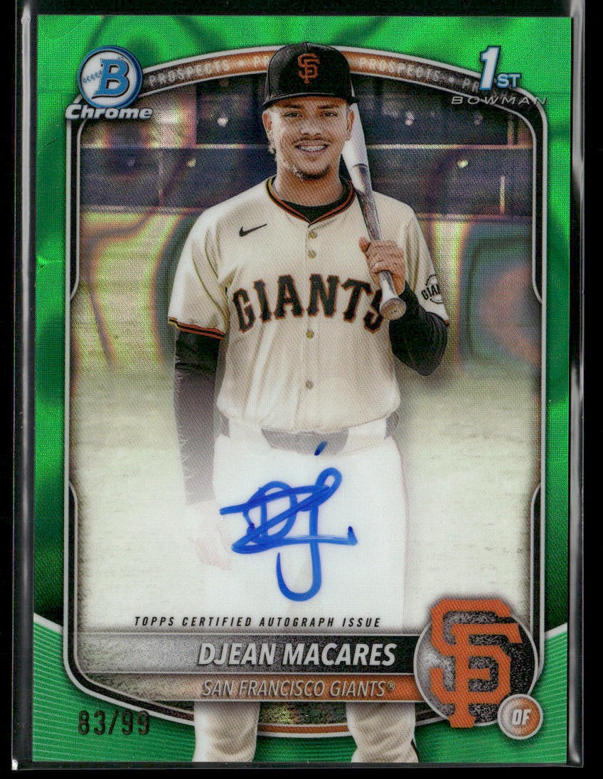 2025 Bowman Chrome Djean Macares #CPA-DM Green Lava 1st Bowman Auto 83/99 (BT)