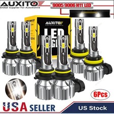 9005 9006 H11 LED Combo Headlight High Low Beam Bulbs White Fog Light Kit 6Pcs`