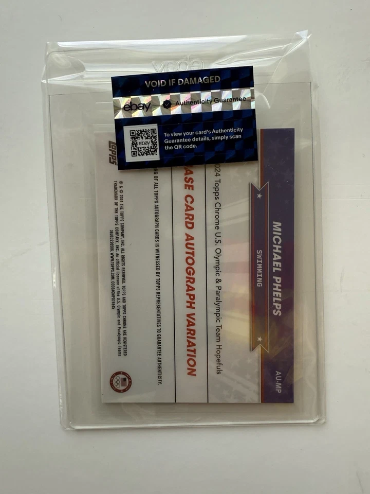 Подлинная хромированная зеленая переливающаяся карточка Майкла Фелпса 2024 Topps Олимпийские игры США eBay - Изображение 2 из 3