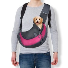 Dog Sling Carrier for Small Pet Up to 13.2lbs with Safety Hook Rose Red