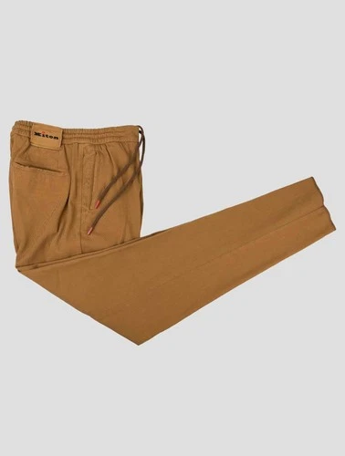 NEW KITON BROWN COTTON CASHMERE EA PANTS US 34 - EU 50 K5K22