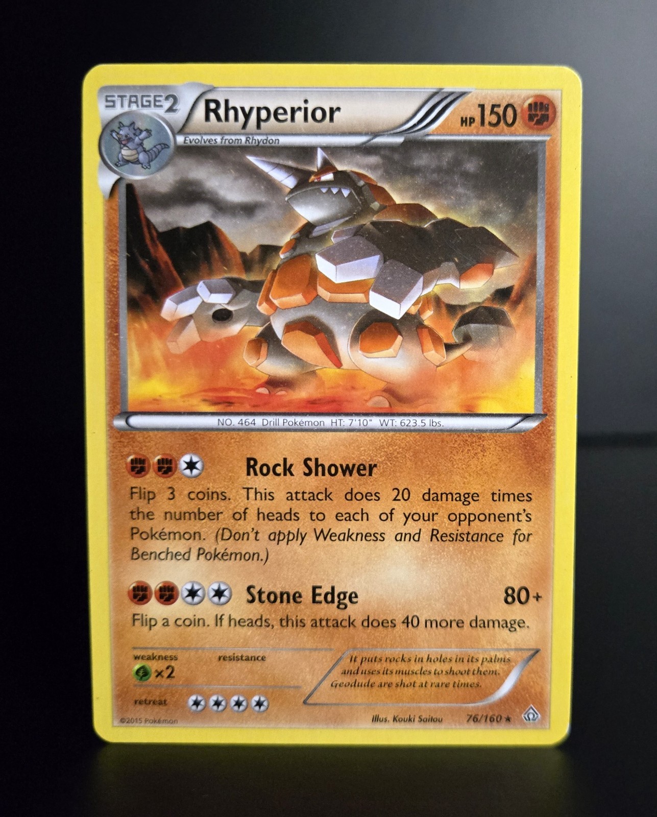 Pokémon TCG - RHYPERIOR - 76/160 - RARE - XY: PRIMAL CLASH (2015) - LP
