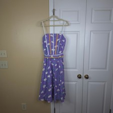 Vintage Jenni Purple Floral Sleeveless Summer Fit and Flare Dress 15/16 Medium