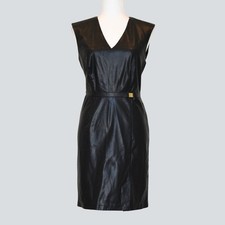 CALVIN KLEIN  Women's Faux Leather Sheath Dress Black Size 6