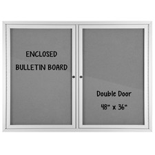 Enclosed Bulletin Board 48  x 36  , Lockable Fabric Noticeboard with Aluminum ...
