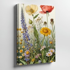 Botanical Canvas Wall Art Wildflower Garden Print Vintage Floral Nature Home