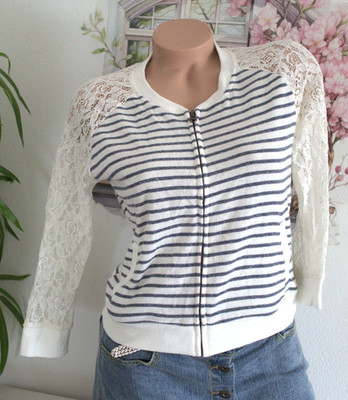 REVIEW Damen Freizeit Jacke Spitzenärmel, Reißverschluss, Gr M