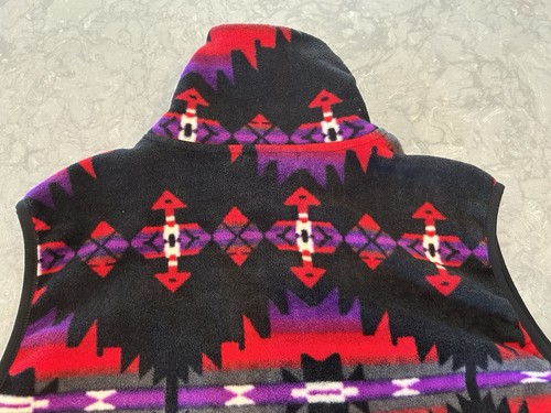 Chaps Sport Vest Womens 3XL Aztec Navajo Fleece Jacket Tribal Western Red - Picture 9 of 10