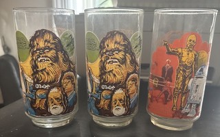 Vintage 1977 Star Wars Collectible Coca Cola Burger King Glasses Lot of 3