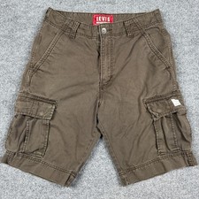Vintage Levi's Cargo Shorts Mens 31 Brown Khaki Cotton Outdoors Baggy Y2K
