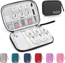 Travel Cable Organizer Bag, Electronics Tech Pouch with Black