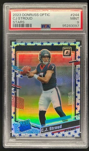 2023 Donruss Optic C.J. Stroud Blue Stars Prizm Rated Rookie #244 Texans PSA 9