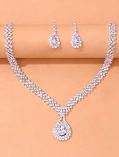 Conjuntos Joyeria Pendiente Colgante de Mujer Plata S925 Collar Arete Para Mujer