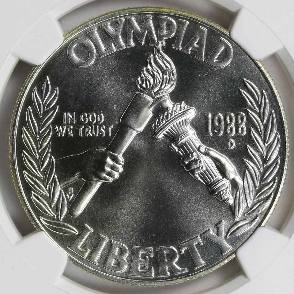 1988-D Olympics $1 Commemorative Silver Dollar NGC MS69 - Image 3 of 4