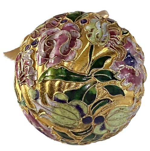 Vintage Cloisonné Enamel Decorative Ornament With Hanging Stand Floral Roses 3” - Picture 9 of 16