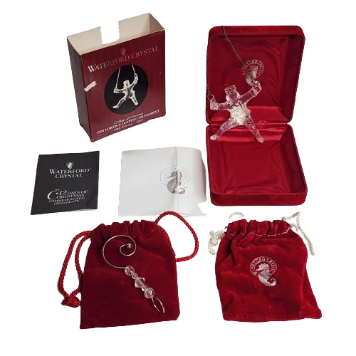 2004 Waterford Crystal 12 Days of Christmas 10 Ten Lords A Leaping Ornament