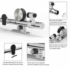 Modern Interior Sliding Barn Wooden Door Hardware Track Set, Stainless Steel