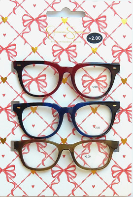 JESSICA SIMPSON 3 PACK SET PREMIUM READING GLASSES READERS +2.00 NEW AUTHENTIC
