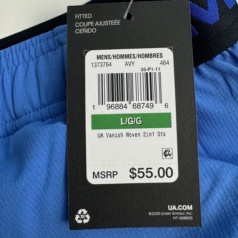 Under Armour Men's UA Vanish Woven 2in1 Shorts Gym Workout Blue Large 1373764 eBay