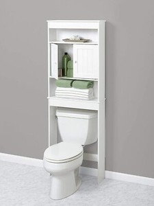 Awesome wood bathroom space saver White Wooden Bathroom Storage Cabinet Space Saver Over The Toilet Shelf Doors Ebay