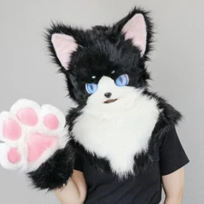 Fursuit Fluffy Beast Head Mask Beast Foot Shoes Cosplay Plush Claws Tails Props