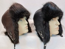 GENUINE BEAVER Fur  REAL LEATHER Unisex Trapper Ushanka Warm Winter Hat M-2XL