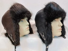 GENUINE BEAVER Fur & REAL LEATHER Unisex Trapper Ushanka Warm Winter Hat M-2XL