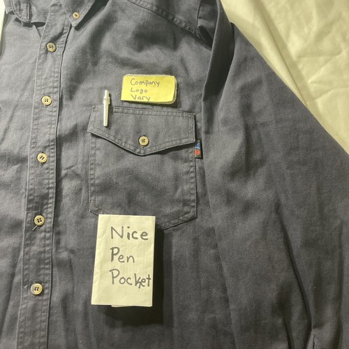 Workrite Flame Resistant Mens 2XL Indura Navy Blue LS Work Shirt Excellent J196 - Picture 12 of 17