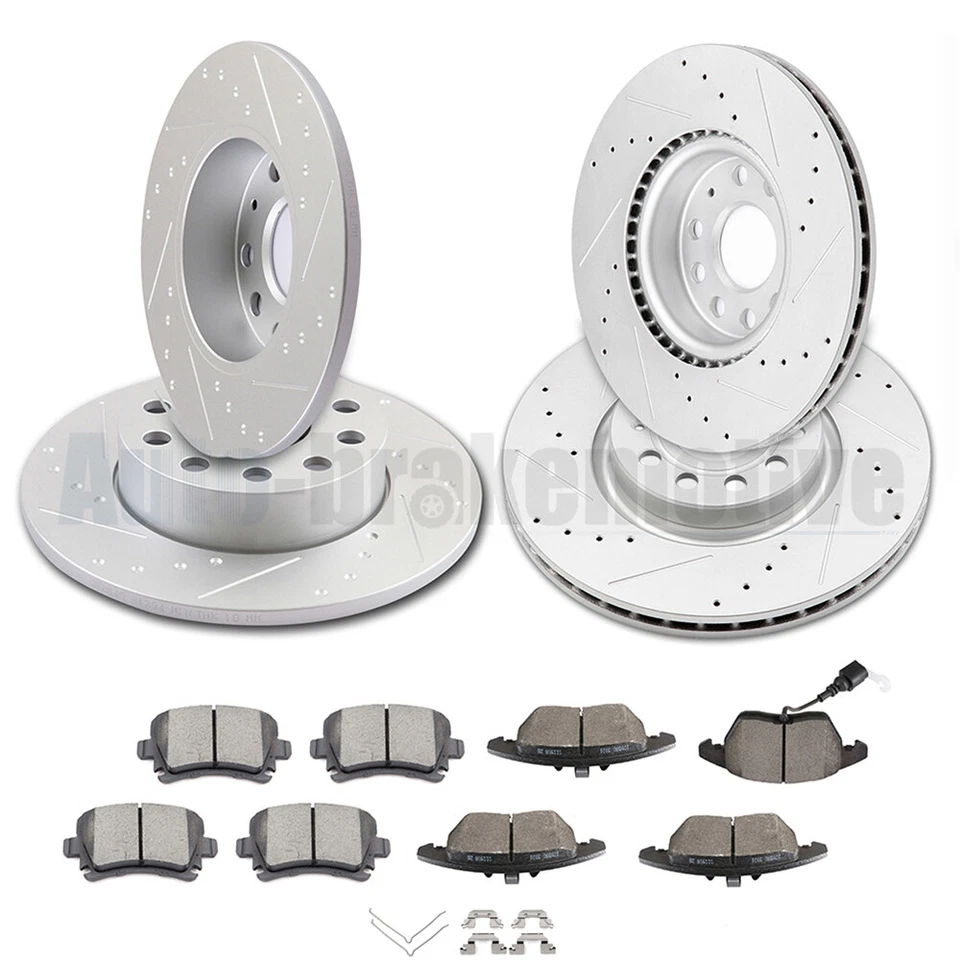 FRONT & REAR BRAKE ROTORS METALLIC PADS DRILL SLOT FITS FOR 2009 AUDI A3 - Image 3 of 4