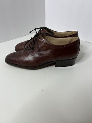 DAVID JOAN Mens Brown Leather Wingtip Italian Dress Shoes  display picture 3