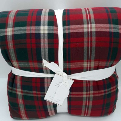 New Pottery Barn Lynbrook Plaid Sherpa Full Queen Blanket Ebay