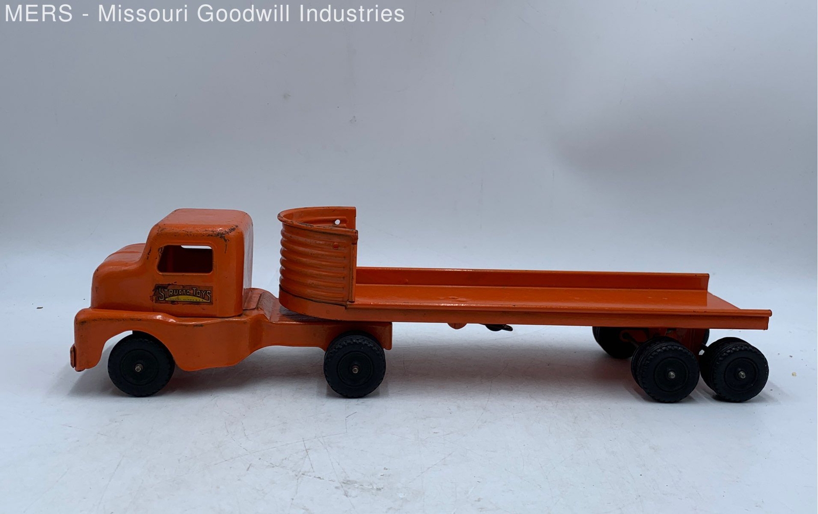 Vintage Structo Orange Truck And Flatbed Trailer eBay
